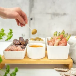 Nor tapassett 7 deler hvit/bambus