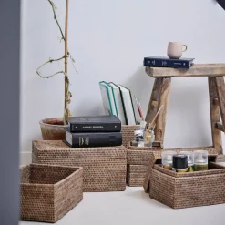 Norah oppbevaringsboks m/lokk 30x22 cm natur