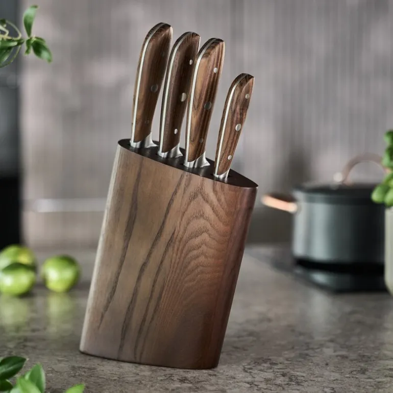 Nord knivsett 4 kniver med knivblokk ask