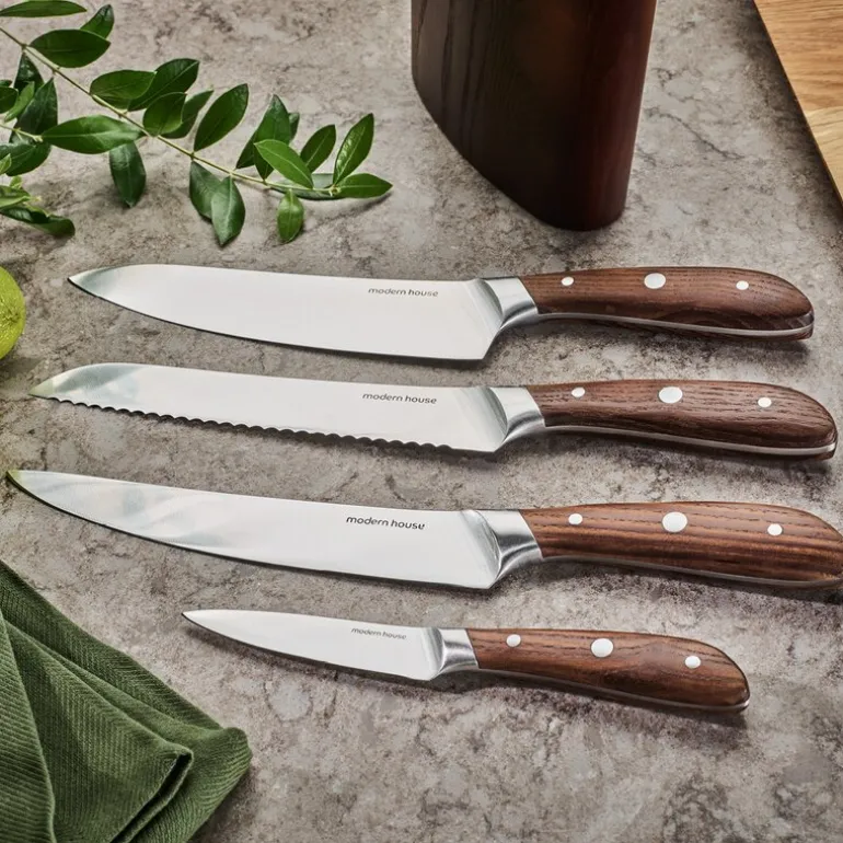 Nord knivsett 4 kniver med knivblokk ask