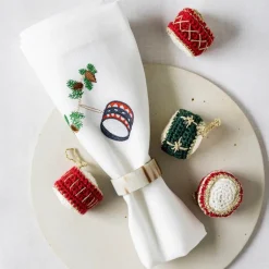 Nordic way juleserviett brodert tromme 50x50 cm