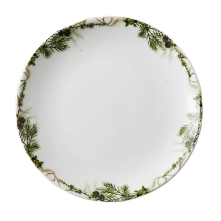 Nostalgi asjett 14 cm hvit/grønn