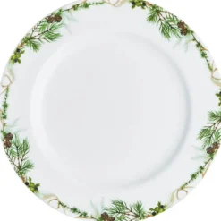 Nostalgi dekketallerken 31 cm hvit/grønn