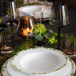 Nostalgi dyp tallerken 23 cm hvit/grønn