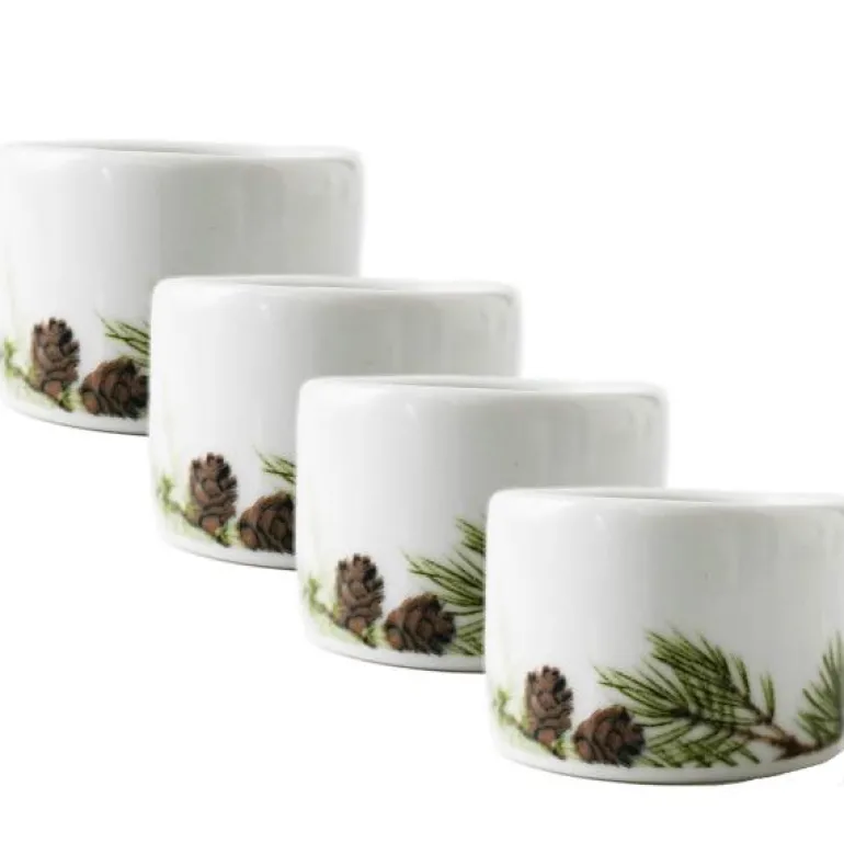 Nostalgi serviettring 4 stk hvit/grønn