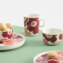 Oiva unikko bolle 25 cl hvit/mørk kirsebær/lakserød