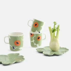 Oiva Unikko krus 25 cl 2 stk hvit/sage/oransje/mørkblå