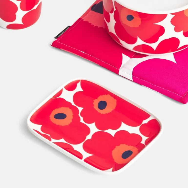 Oiva Unikko tallerken 15x12 cm rød