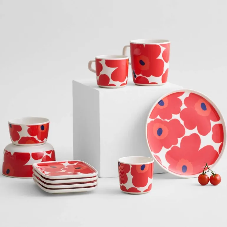 Oiva Unikko tallerken 15x12 cm rød