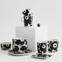 Oiva Unikko tallerken 15x12 svart/hvit