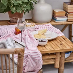 Olivia duk 220x140 cm hvit/mørk korall