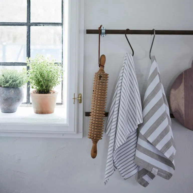 Olivia kjøkkenhåndkle 70x50 cm hvit/sand