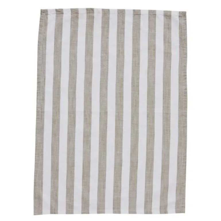 Olivia kjøkkenhåndkle 70x50 cm brede striper hvit/sand