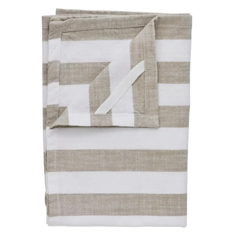 Olivia kjøkkenhåndkle 70x50 cm brede striper hvit/sand