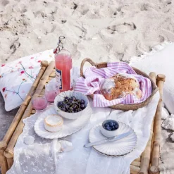 Olivia kjøkkenhåndkle 70x50 cm hvit/mørk korall