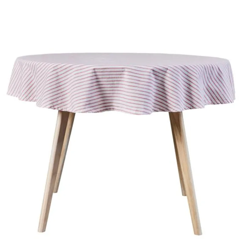 Olivia rund duk 140 cm hvit/mørk korall