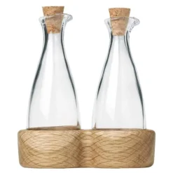 Olje-og eddikflaske H15 cm eik