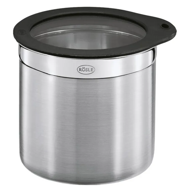 Oppbevaringsboks 1,4 L 12x12,5 cm stål/klar/svart