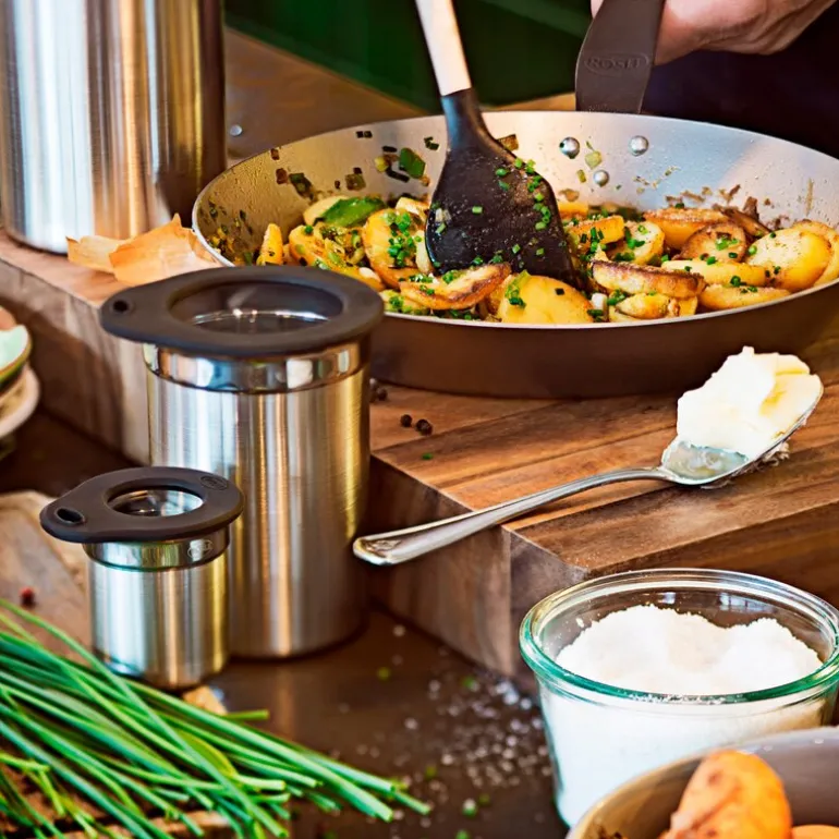 Oppbevaringsboks 1,4 L 12x12,5 cm stål/klar/svart