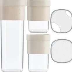 Oppbevaringssett 3 deler beige/blank