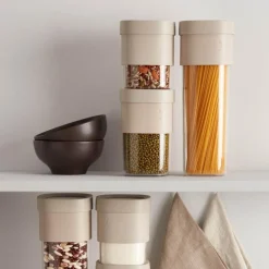 Oppbevaringssett 3 deler beige/blank