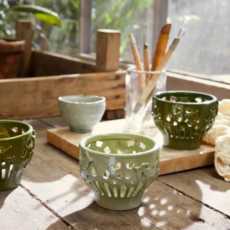 Orangery telyslykt 9,5 cm spring leaf