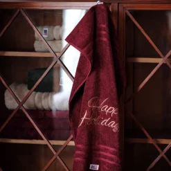 Orginal håndkle Happy Holidays 50x70 cm vinrød