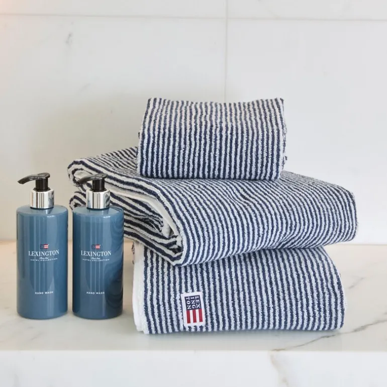 Original håndkle 30x50 cm stripet hvit/navy