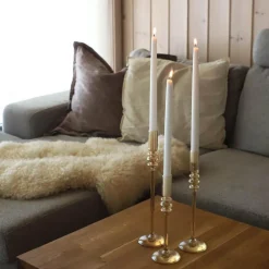 Ornate lysestake 35 cm champagnefarget luster