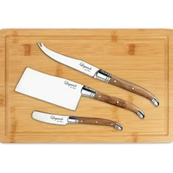 Ostebrett med 3 kniver i bambus