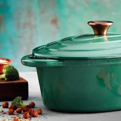 Oval støpejernsgryte 29 cm 3L grønn