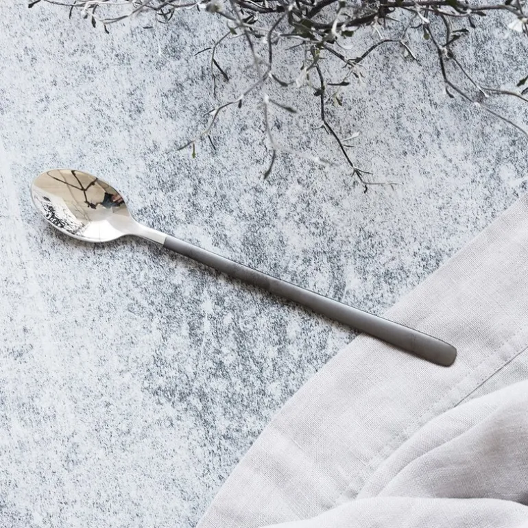 Ox lang skje 19,5 cm 4 stk svart/sølv