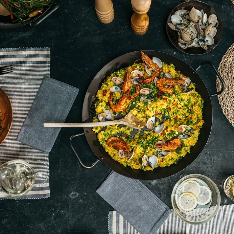 Paellapanne i kullstål 28 cm