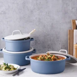 Papillon lettvektsgryte m/keramisk lokk 28 cm blå/beige