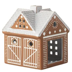 Pepperkakehus lyshus julestall 11,5 cm brun