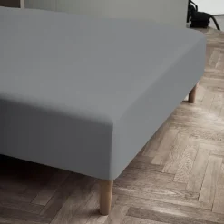 Percale laken til rammemadrass 90x30x210 cm grå