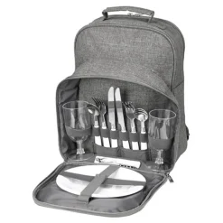 Peri piknikryggsekk for 2 personer 26x17x35 cm grå