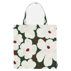 Pieni Unikko handlenett 44x43 cm mørk grønn/hvit/rosa