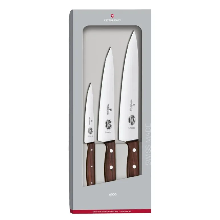 Pine knivsett 3 deler brun