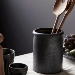 Pion krukke 15x11,5 cm svart/brun