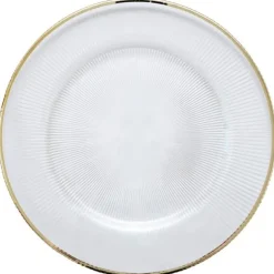 Plisse dekketallerken 33 cm klar/gull