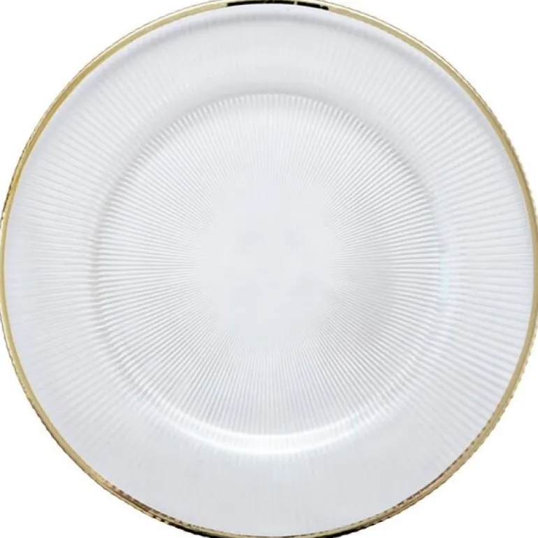 Plisse dekketallerken 33 cm klar/gull