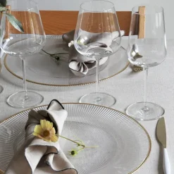 Plisse dekketallerken 33 cm klar/gull