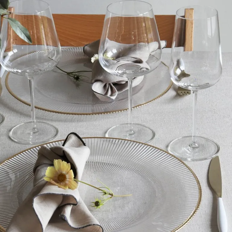 Plisse dekketallerken 33 cm klar/gull