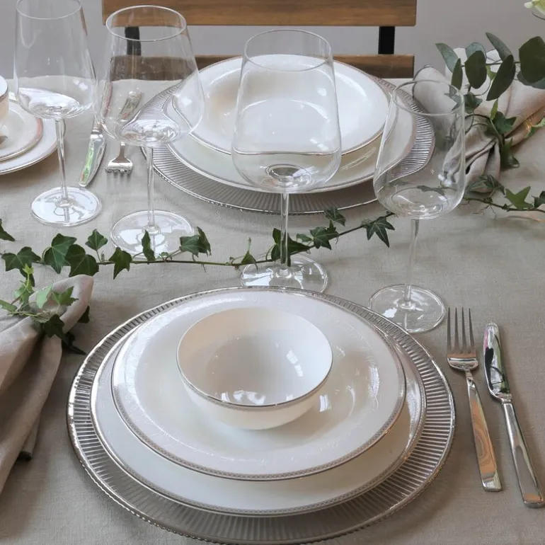 Plisse dekketallerken 33 cm klar/sølv