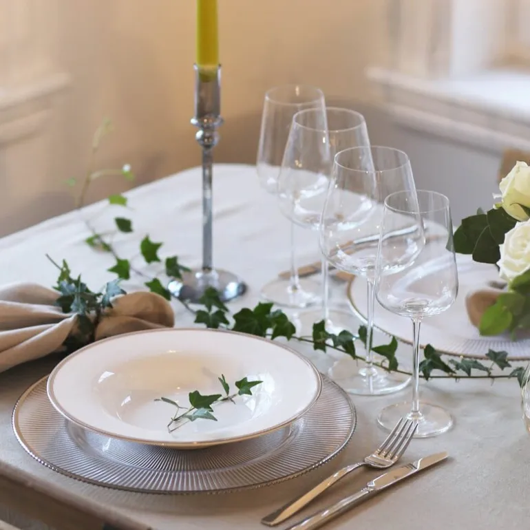 Plisse dekketallerken 33 cm klar/sølv