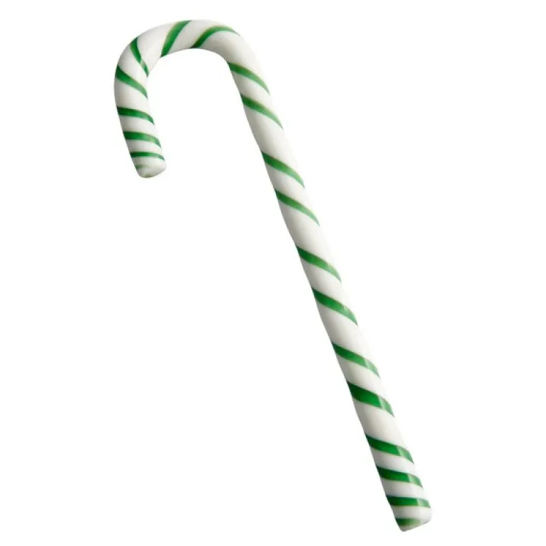 Polka glassdekorasjon 17 cm hvit/grønn