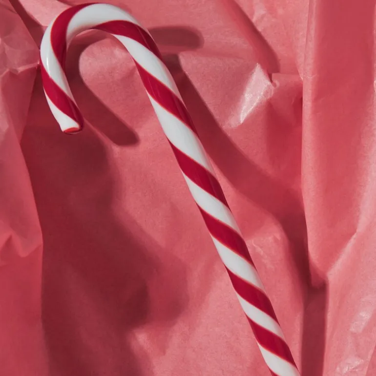 Polka glassdekorasjon 10 cm hvit/rød