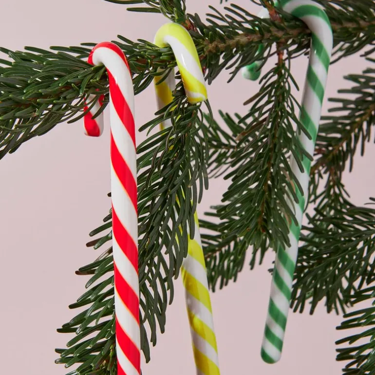 Polka glassdekorasjon 10 cm hvit/rød