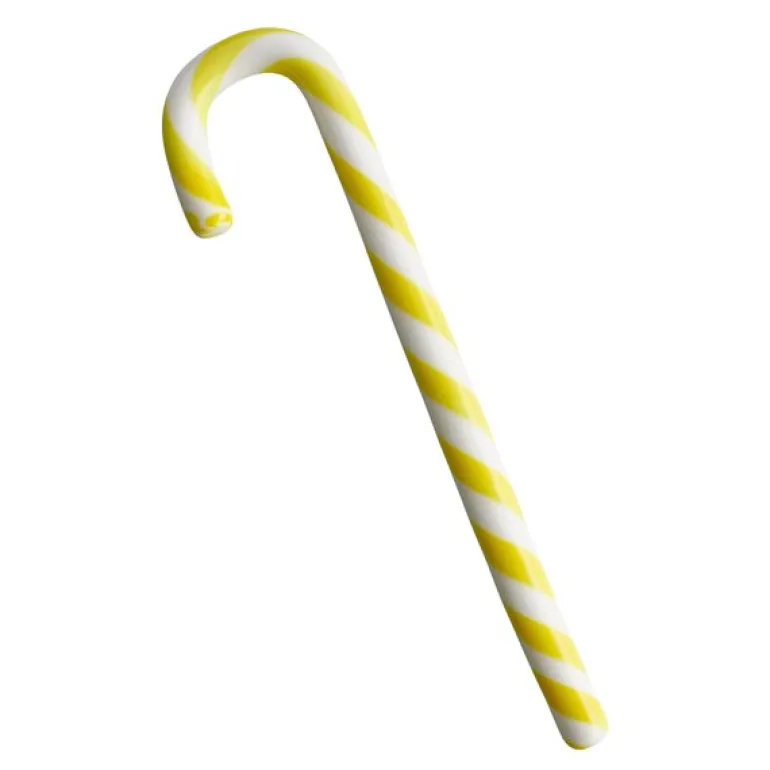 Polka glassdekorasjon 17 cm hvit/gul